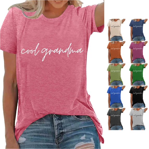 HCYSFG Womens Cool Grandma T Shirt Crew Neck Short Sleeve Minimalist Letter Graphic Relaxed Fit Mothers Day Tee Casual Gift Top