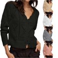 thumbnail image 1 of HCYSFG Womens Crochet Cardigan Sweater V Neck Button Front Long Sleeve Hollow Out Cropped Fit Knit Summer Layering Tops, 1 of 8