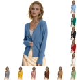 thumbnail image 1 of HCYSFG Womens Cropped Cardigan Sweater V Neck Button Front Long Sleeve Slim Fit Lightweight Knit Everyday Layering Tops, 1 of 4
