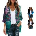 thumbnail image 1 of HCYSFG Womens Floral Print Kimono Cardigan Open Front Short Sleeve Lightweight Sheer Loose Fit Beach Cover Up Summer Layering Tops, 1 of 5