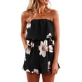thumbnail image 1 of HCYSFG Womens Floral Rompers Bandeau Strapless Tube Top Summer Beach Elastic High Waist Jumpsuits Wide Leg Shorts Pocket One Piece Casual Playsuits, 1 of 4