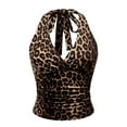thumbnail image 1 of Womens Halter V Neck Sleeveless Tops Leopard Animal Print Backless Style Tees Party Streetwear Outfits ShirtsHCYSFG, 1 of 3