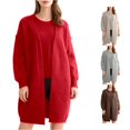 thumbnail image 1 of HCYSFG Womens Longline Cardigan Sweater Open Front Long Sleeve Patch Pockets Loose Fit Textured Knit Casual Everyday Layering Tops, 1 of 7