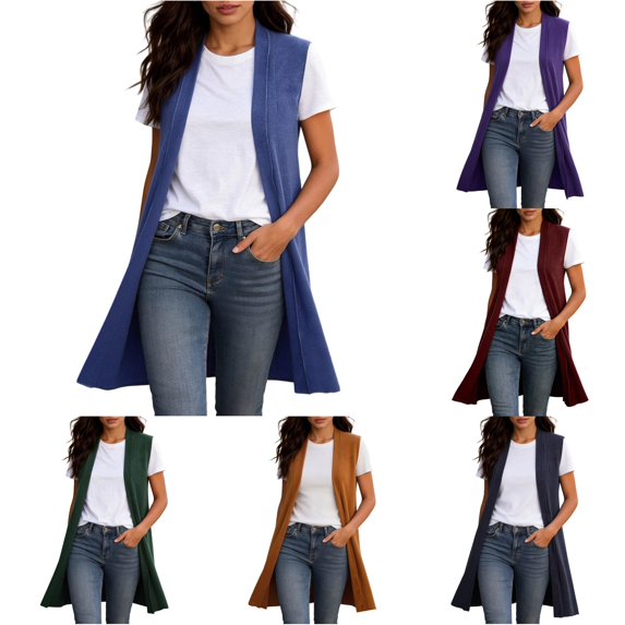 HCYSFG Womens Longline Vest Open Front Sleeveless Draped Hem Loose Fit Lightweight Cardigan Everyday Layering Casual Tops