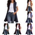 thumbnail image 1 of HCYSFG Womens Longline Vest Open Front Sleeveless Draped Hem Loose Fit Lightweight Cardigan Everyday Layering Casual Tops, 1 of 5
