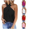 thumbnail image 1 of HCYSFG Womens One Shoulder Tank Tops Sleeveless Solid Color Halter Neck Slim Fit Fitted Casual Shirts Everyday Summer Tops, 1 of 7