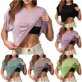 thumbnail image 1 of HCYSFG Womens Open Front Shrugs Short Sleeve Cropped Length Loose Fit Layering Style Cardigan Tops Lightweight Cover Ups, 1 of 4