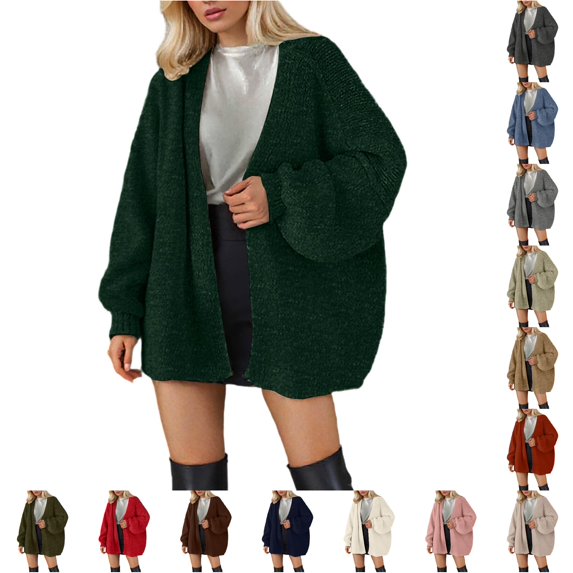 HCYSFG Womens Oversized Cardigan Sweater Open Front Long Sleeve Drop Shoulder Loose Fit Textured Knit Everyday Layering Tops