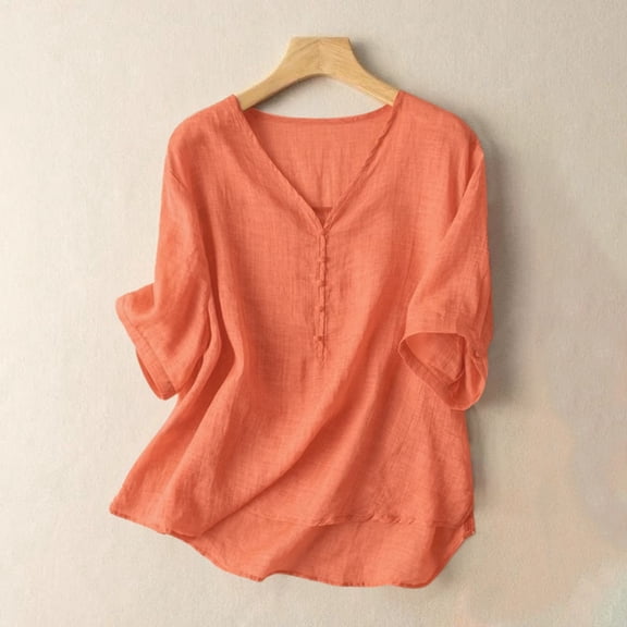 HCYSFG Womens Oversized Solid Color Top Summer Casual V Neck Shirt Short Sleeve Plain Simple Fashionable Tee