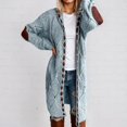 thumbnail image 1 of HCYSFG Womens Patterned Cardigan Sweater Open Front Long Sleeve Longline Loose Fit Textured Knit Casual Everyday Layering Tops, 1 of 4