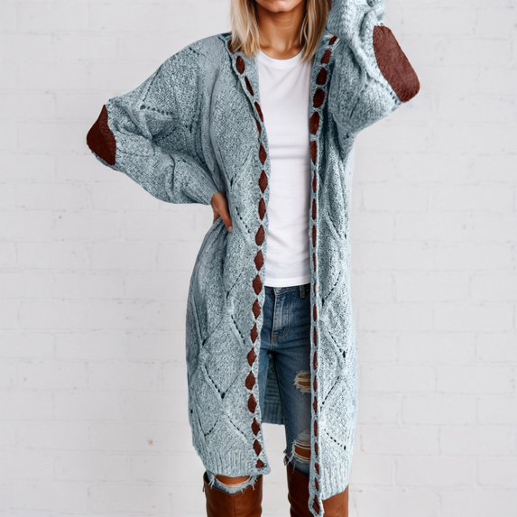 HCYSFG Womens Patterned Cardigan Sweater Open Front Long Sleeve Longline Loose Fit Textured Knit Casual Everyday Layering Tops
