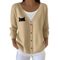 thumbnail image 1 of HCYSFG Womens Peeking Cat Print Cardigan V Neck Long Sleeve Button Down Sweater Banded Trim Relaxed Fit Casual Layering Top, 1 of 5