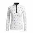 thumbnail image 1 of HCYSFG Womens Printed Polo Shirts Neck Long Sleeve Quarter Zip Slim Fit Athletic Golf Shirt Everyday Wear Workout Tops, 1 of 2