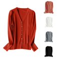 thumbnail image 1 of HCYSFG Womens Ribbed Cardigan Sweater V Neck Button Front Long Sleeve Slim Fit Lightweight Knit Everyday Layering Tops, 1 of 6