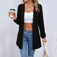 thumbnail image 1 of HCYSFG Womens Ribbed Knit Cardigan Solid Color Open Front Long Sleeve Relaxed Fit Longline Sweater Fall Casual Daily Lightweight Jacket, 1 of 5