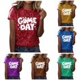 thumbnail image 1 of HCYSFG Womens Sequin Graphic T Shirts Crewneck Short Sleeve Sparkle Detail Loose Fit Casual Everyday Tees Summer Tops, 1 of 5