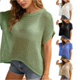 thumbnail image 1 of HCYSFG Womens Sheer Mesh Cover Ups Crewneck Short Sleeve Hollow Out Loose Fit Trendy Everyday Beach Shirts Summer Tops, 1 of 6