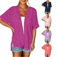 thumbnail image 1 of HCYSFG Womens Side Slit Cardigan Open Front Short Sleeve With Pockets Lightweight Duster Loose Fit Casual Summer Travel Layering Cover Up, 1 of 6