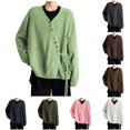 thumbnail image 1 of HCYSFG Womens Side Tie Cardigan Sweater V Neck Button Front Long Sleeve Loose Fit Textured Knit Casual Everyday Layering Tops, 1 of 4
