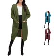 thumbnail image 1 of HCYSFG Womens Solid Color Cardigan Sweater Open Front Long Sleeve Front Pockets Longline Knit Loose Fit Casual Layering Tops, 1 of 7