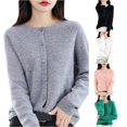 thumbnail image 1 of HCYSFG Womens Solid Color Cardigan Sweater Round Neck Button Down Long Sleeve Classic Fit Knit Casual Fall Office Daily Layering Jacket, 1 of 5