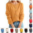 thumbnail image 1 of HCYSFG Womens Solid Color Cardigan Sweater Round Neck Button Front Long Sleeve Relaxed Fit Lightweight Knit Everyday Tops, 1 of 4
