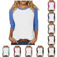 thumbnail image 1 of HCYSFG Womens Solid Color T Shirts Crewneck 3/4 Raglan Sleeve Relaxed Fit Casual Baseball Tees Everyday Classic Summer Tops, 1 of 5