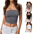 thumbnail image 1 of HCYSFG Womens Strapless Tube Tops Sleeveless Solid Color Slim Fit Fitted Bandeau Casual Crop Shirts Everyday Summer Tops, 1 of 6