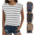 thumbnail image 1 of HCYSFG Womens Striped Tank Tops Crewneck Sleeveless Classic Stripe Relaxed Fit Trendy Everyday Layering Shirts Summer Tops, 1 of 6