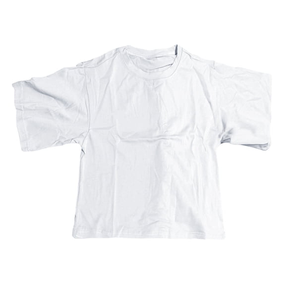 Trendfront Womens Summer Crew Neck Elbow Sleeve Tops Cropped Length Solid Color Tees Plain Casual Everyday Style Wear T-Shirts