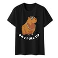 thumbnail image 1 of Trendfront Womens Summer Crew Neck Short Sleeve Tops Casual Cute Cartoon Character Graphic Tees Pattern Printed Style Holiday Wear T-Shirts, 1 of 4