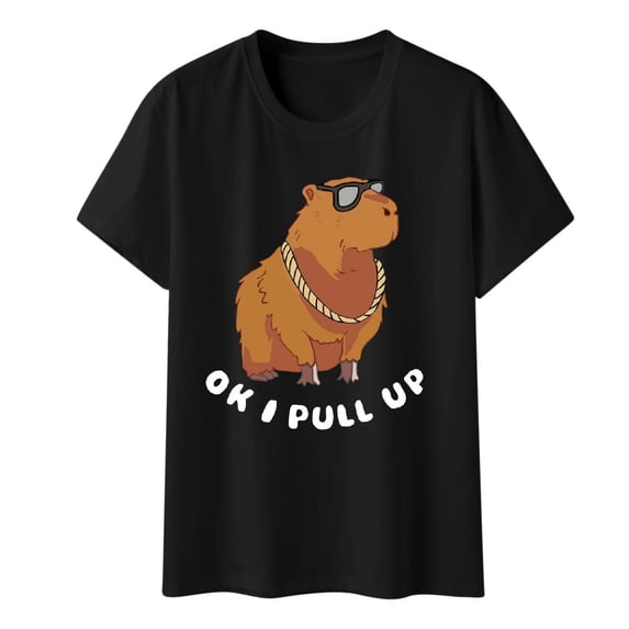 Trendfront Womens Summer Crew Neck Short Sleeve Tops Casual Cute Cartoon Character Graphic Tees Pattern Printed Style Holiday Wear T-Shirts