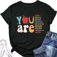 thumbnail image 1 of Trendfront Womens Summer Crew Neck Short Sleeve Tops School Theme Graphic Pattern Print Tees Casual Everyday Apparel T-Shirts, 1 of 4