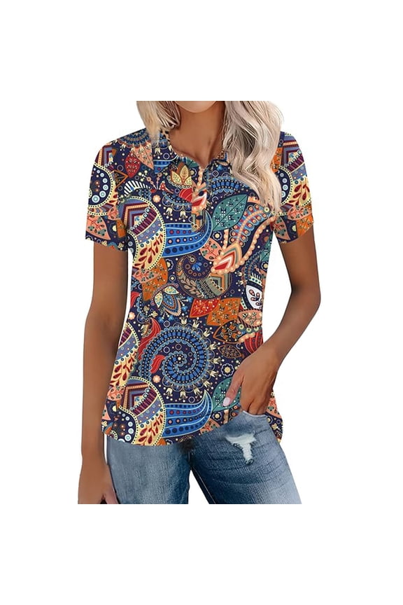 Womens Summer Crew Neck Short Sleeve Tops Womens Plus Size Oversized Tees Digital Graphic Pattern Print T-Shirts