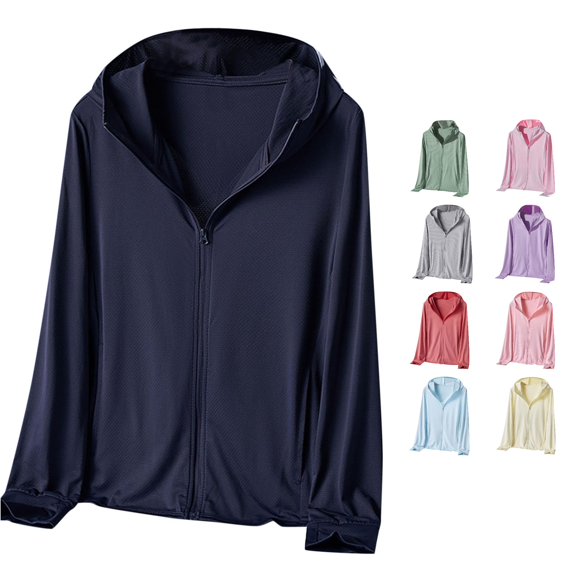 HCYSFG Womens Sun Protection Windbreaker Hooded Full Zip Long Sleeve Lightweight Breathable Jacket Running Hiking Outdoor Athletic Top
