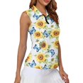 thumbnail image 1 of HCYSFG Womens Sunflower Butterfly Polo Top Collared Sleeveless Quarter Zip Fitted Floral Print Golf Shirt Summer Blouse, 1 of 4