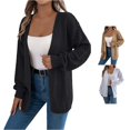 thumbnail image 1 of HCYSFG Womens Textured Cardigan Sweater Open Front Long Sleeve Draped Hem Relaxed Fit Lightweight Knit Everyday Layering Tops, 1 of 6