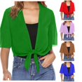 thumbnail image 1 of HCYSFG Womens Tie Front Cardigan Cropped Sheer Short Sleeve Open Front Design Lightweight Shrug Summer Vacation Layering Bolero, 1 of 6