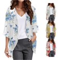thumbnail image 1 of HCYSFG Womens Tropical Floral Kimono Cardigan Open Front Elbow Sleeve Lightweight Sheer Loose Fit Beach Cover Up Summer Layering Tops, 1 of 3