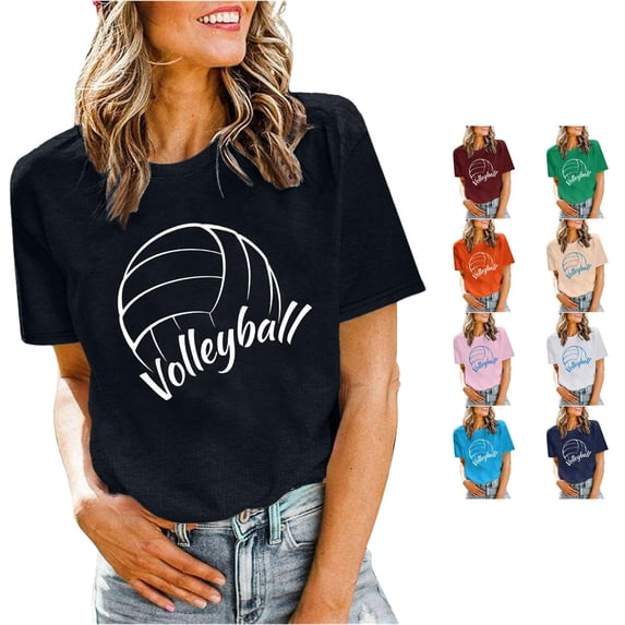 HCYSFG Womens Volleyball Graphic T Shirts Crewneck Short Sleeve Team Sport Theme Casual Relaxed Fit Sports Tees Summer Tops