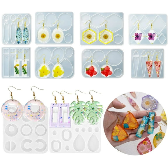 HCZ Silicone Resin Jewelry Molds Set, 10Pcs Earring Making Kit with Molds for Epoxy Resin, DIY Gift Craft Idea for Women, Friends, Bestie