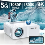 HD 1080P 5G WiFi Bluetooth Projector, LCD Technology 450" Display, 18000LM 4K Support Projector for Outdoor Movies, Home Theather Projector