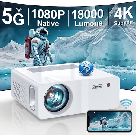 HD 1080P 5G WiFi Bluetooth Projector, LCD Technology 450" Display, 18000LM 4K Support Projector for Outdoor Movies, Home Theather Projector price history and forecast - UBantor L300