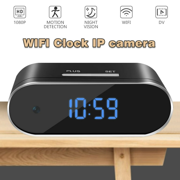 HD 1080P WiFi Alarm Clock Camera with Night Vision/Motion