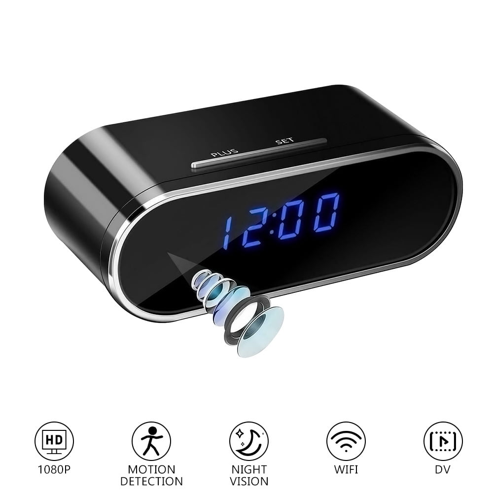HD 1080P WiFi Alarm Clock Camera with Night Vision/Motion Detection