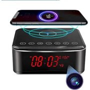 HD 1080P WiFi Wireless Charger Clock Nanny cam With Night Vision