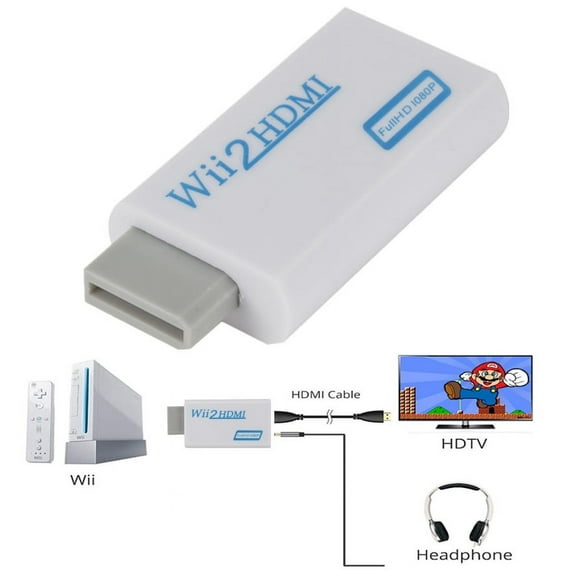 HD 1080P Wii To HDMI-compatible Converter Adapter Full HD 720P 1080P 3.5mm Audio Video Cable For PC HDTV Monitor Display WHITE WII TO HDMI