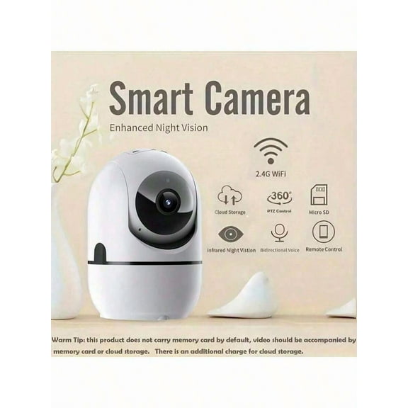 HD 2K Indoor Security Camera: 360° Pet/Baby Monitor with Smart Motion Tracking, Two-Way Audio, IR Night Vision, Continuous Recording, Works with Alexa & App