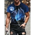 thumbnail image 1 of HD 3D Printed Double Wolf Animal Pattern T-Shirt Men's Casual Trendy Streetwear Blue Sky T-Shirt, 1 of 5