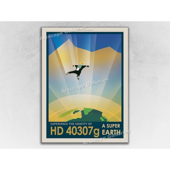 HD 40307g A Super Earth Retro Style JPL ExoPlanet Space Exploration, Unframed Poster